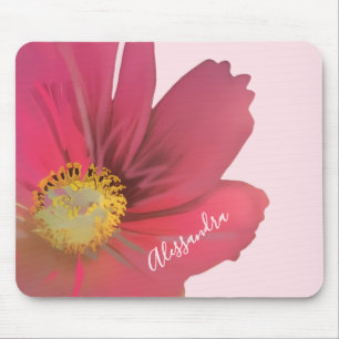 Monogramnamn Pastell Rosa Vattenfärg Blommig Musmatta