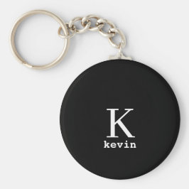 Monogramnamn personlig svart elegant modern nyckelring
