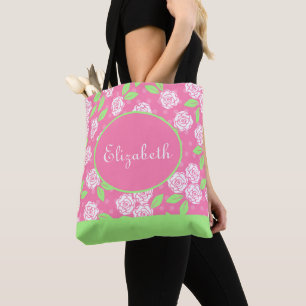 Monogramnamn Rosa Blommig Shabby Chic Tygkasse
