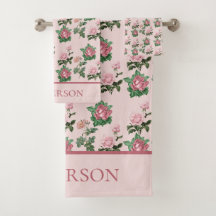 Monogramnamn Rosa Rosor Blommig Shabby Chic