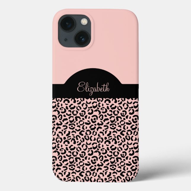 Monogramnamn Rosa Svart Leopard Gepardtryck  (Baksida)