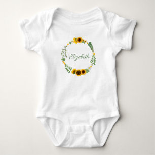 Monogramnamn Solrosor Gul Grön Blommig T Shirt