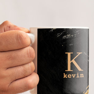 Monogramnamn svart guld elegant kaffemugg