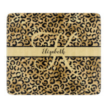 Monogramnamn Svart Guld Leopard Cheetah Tryck Ac