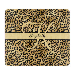 Monogramnamn Svart Guld Leopard Gepardtryck Ac