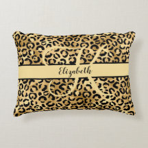 Monogramnamn Svart Guld Leopard Gepardtryck