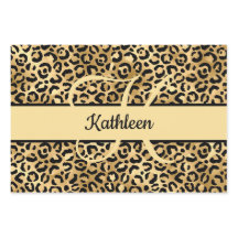 Monogramnamn Svart Guld Leopardtryck Gepard