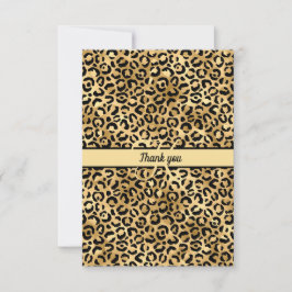 Monogramnamn Svart Guld Leopardtryck Gepard Tack Kort
