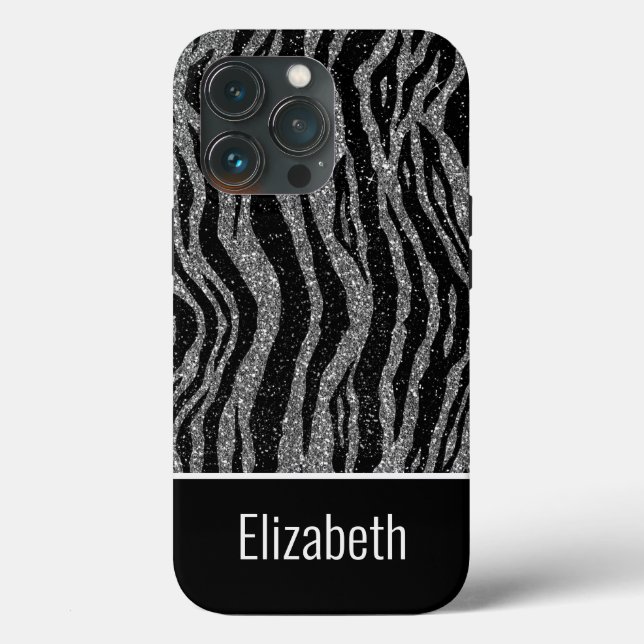 Monogramnamn Zebra Print Black Silver Gray (Baksida )
