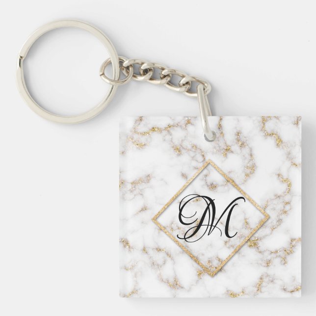 Monogramnyckelkedja i den moderna Eleganten Vita G (Framsidan)