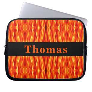 Monogramorangeabstrakt avfyrar laptop sleeve