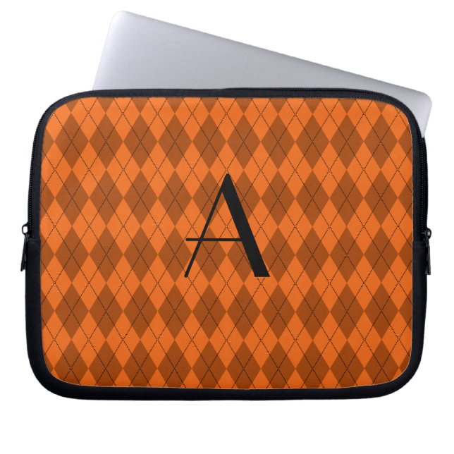 Monogramorangeargyle Laptop Sleeve (Framsidan)