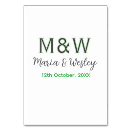 Monogrampar grå grön modern romantisk datum si bordsnummer