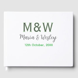 Monogrampar grå grön modern romantisk datum si gästböcker