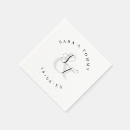 Monogrampar Namn Elegant Bröllop Pappersservett