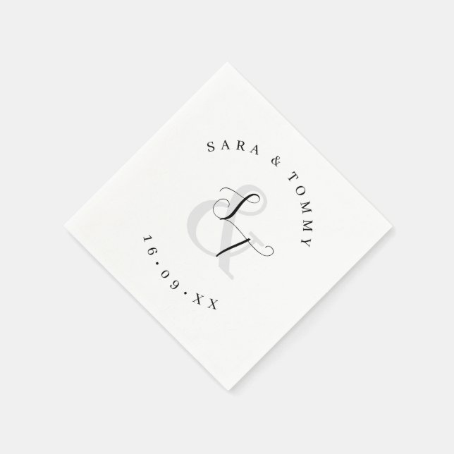 Monogrampar Namn Elegant Bröllop Pappersservett (Hörn)