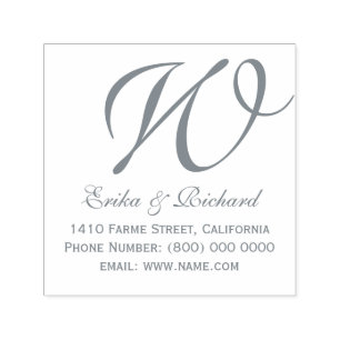 Monogrampars namn & adress grått självfärgande stämpel