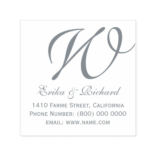 Monogrampars namn & adress grått självfärgande stämpel (Design)