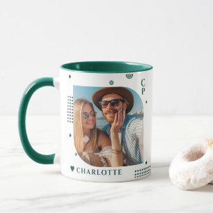 Monogrampresent med foto - modern minimalistisk mugg