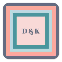 Monogrampresentetiketter, Initialer, Strandig färg