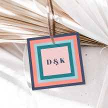 Monogrampresentkort med initialer i strandfärger