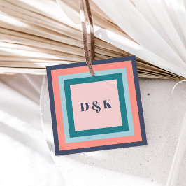Monogrampresentkort med initialer i strandfärger gåvor etiketter