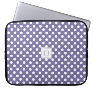 MonogramPurple med vitpolka dotslaptop sleeve