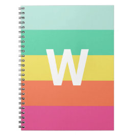 Monogramregnbåge Sherbet Färgblock Anpassad Anteckningsbok