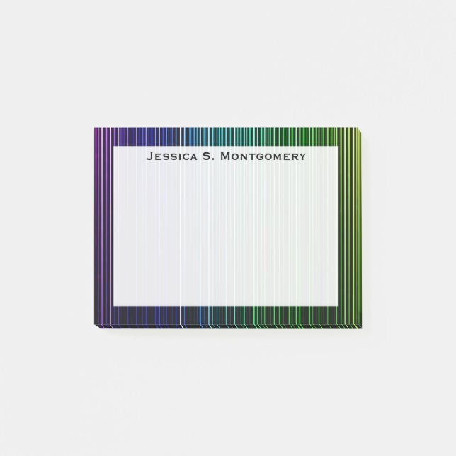Monogramregnbågsljus ränder post-it block (Framsida)