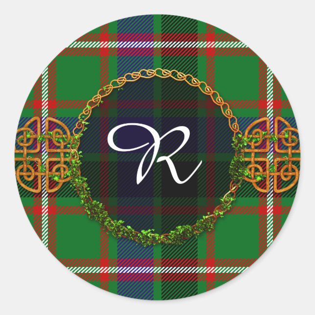 MonogramReid Tartan Runt Klistermärke (Framsida)