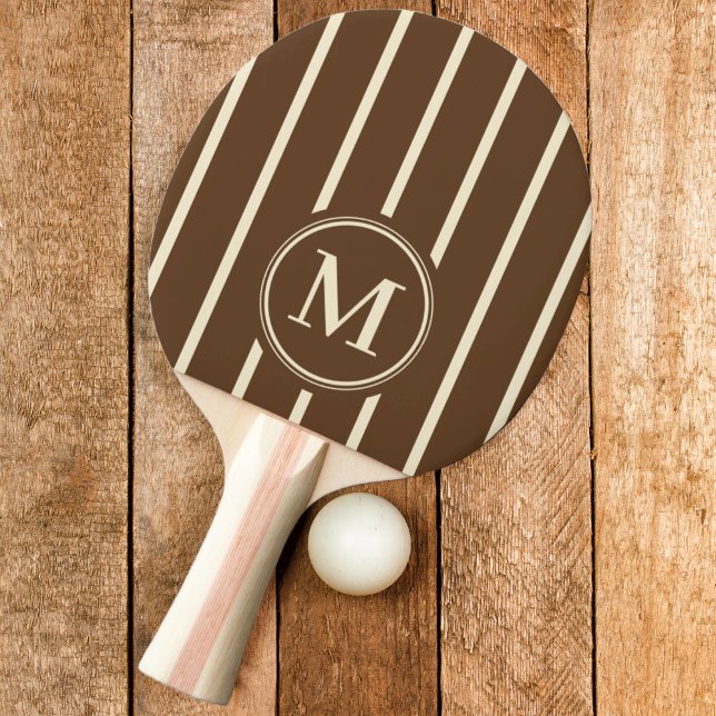 Monogramremsa i djup skogsbryn färg pingisracket (Skapare uppladdad)