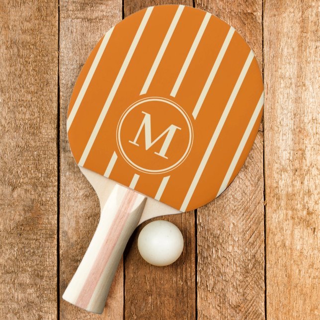 Monogramremsa i varm citrusfärg pingisracket (Skapare uppladdad)