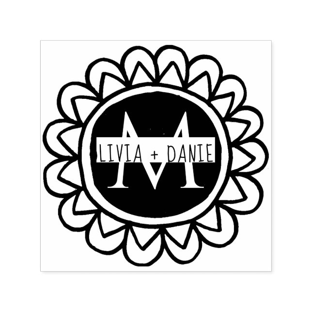 MonogramReturadress med vismisk Blommigt Självfärgande Stämpel (Design)