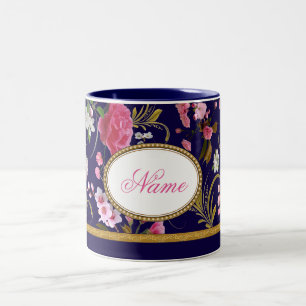 Monogramrosablommor Två-Tonad Mugg