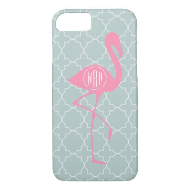 MonogramrosaFlamingo + Quatrefoil Case-Mate iPhone Skal (Baksida)