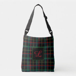 Monogramrutig axelremstaska axelväska