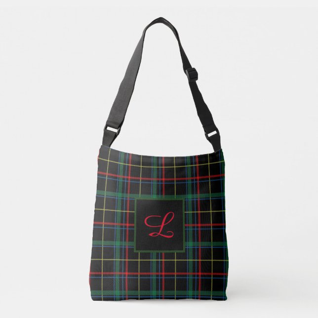 Monogramrutig axelremstaska axelväska (Framsida)