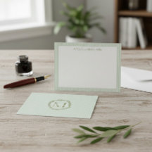 Monogramrutig Pastellgrön Brevkort