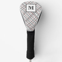 Monogramrutigt rött silvergrått present till honom