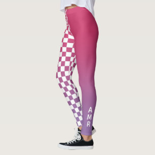 Monograms Rosa till Lila Mönster med kontroll av f Leggings