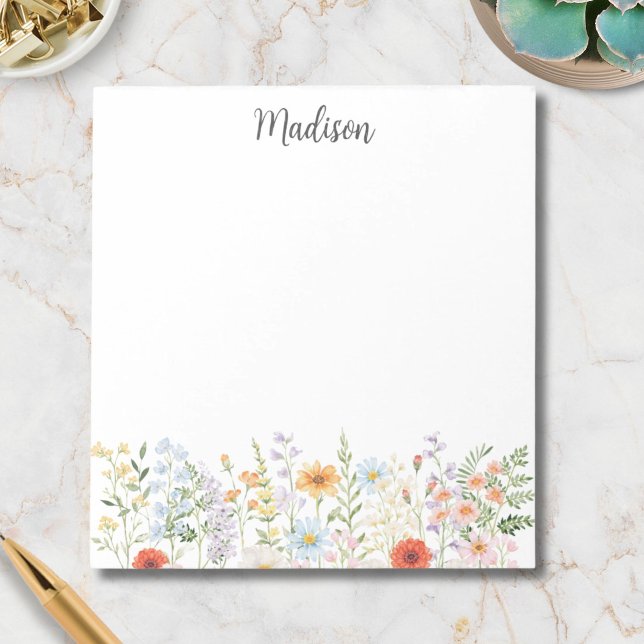 Monogramserad akvarell Färgrik Vild Blomma Blommig Anteckningsblock (Skapare uppladdad)