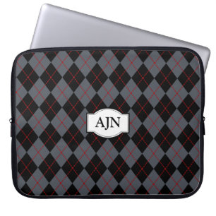 Monogramserad Argyle-datorväska Laptop Fodral