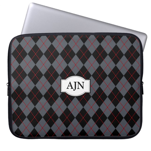 Monogramserad Argyle-datorväska Laptop Fodral (Framsidan)