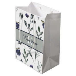 Monogramserad vattenfärg blommig presentpåse