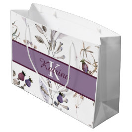 Monogramserad vattenfärg blommig presentpåse