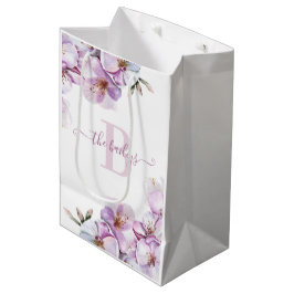 Monogramserad vattenfärg körsbärsblomgiftpåse