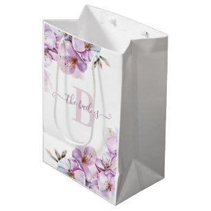 Monogramserad vattenfärg körsbärsblomgiftpåse