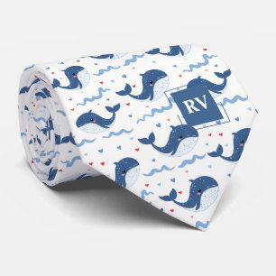 Monogramserade Glada Valar & Vågor Slips