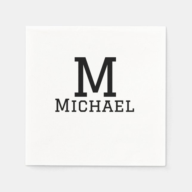 Monogramskapitalet maskuline add namn simple Class Pappersservett (Framsidan)