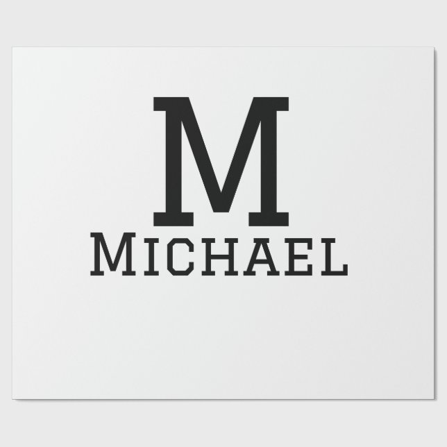 Monogramskapitalet maskuline add namn simple Class Presentpapper (Platt)